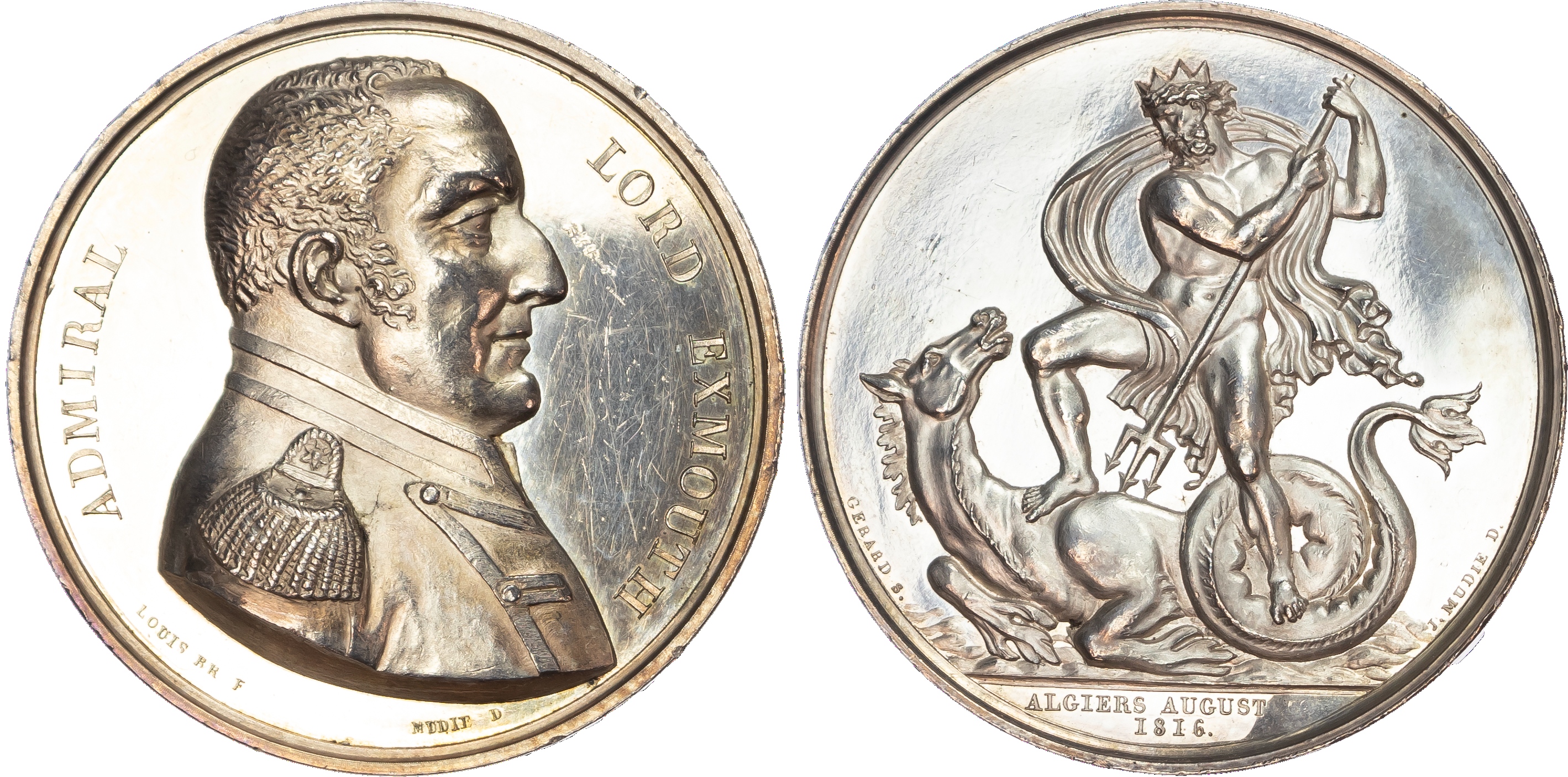 Edward Pellew, Lord Exmouth, silver medal, 1816
