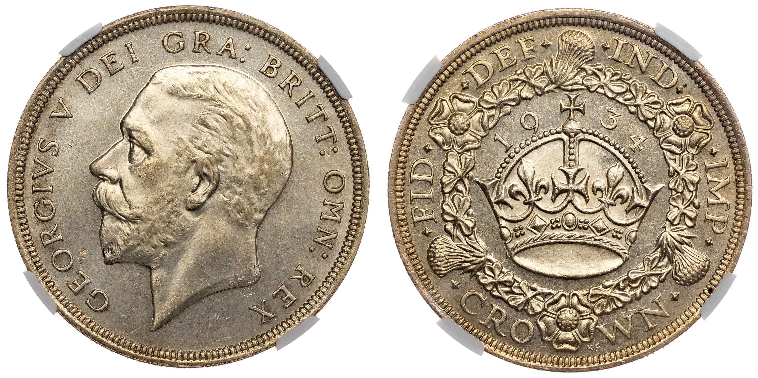 George V (1910-1936), Crown, 1934, wreath type. NGC MS63+, Ex. Norweb Collection