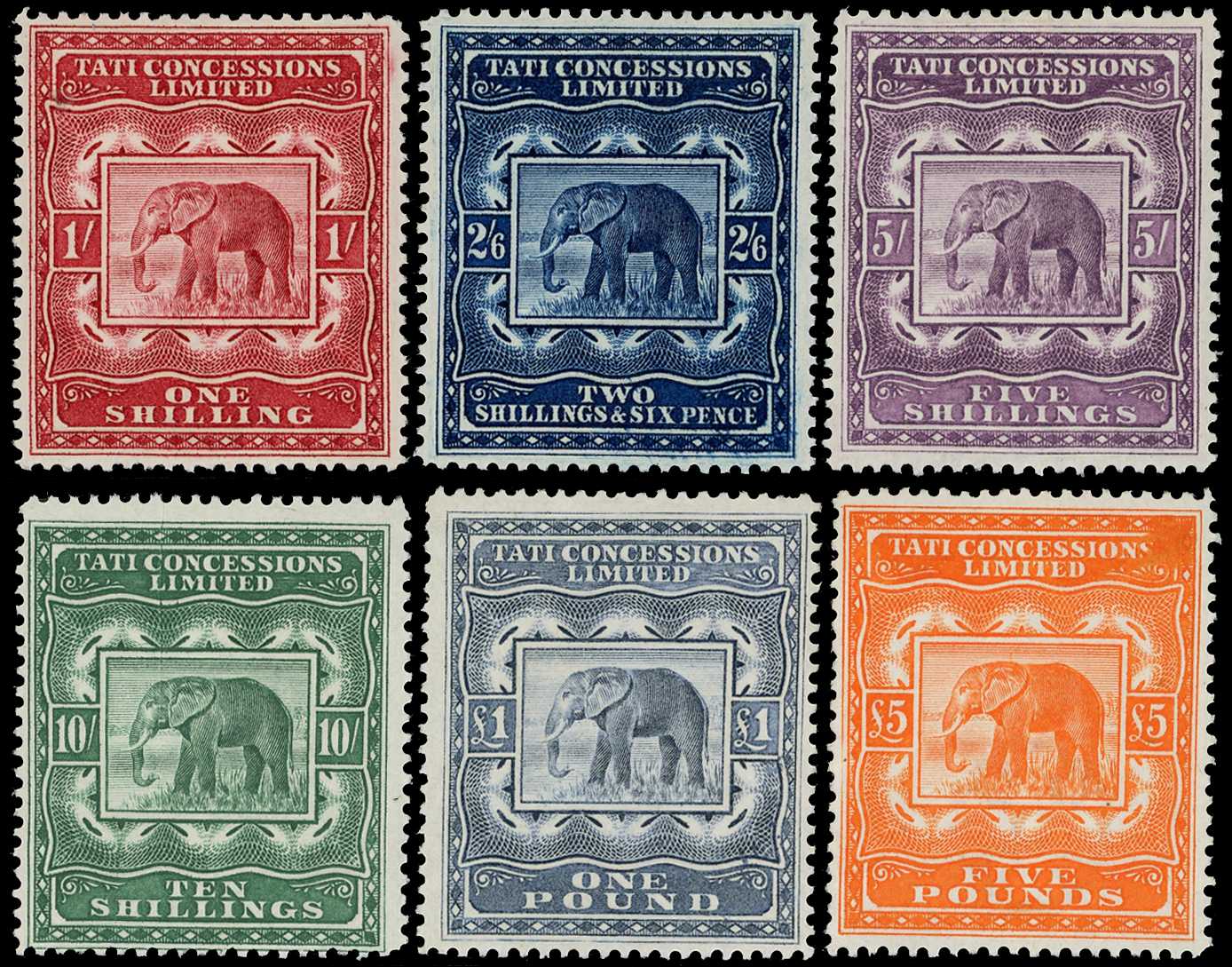 1897 'Tati Concessions' elephant set of 6 to...