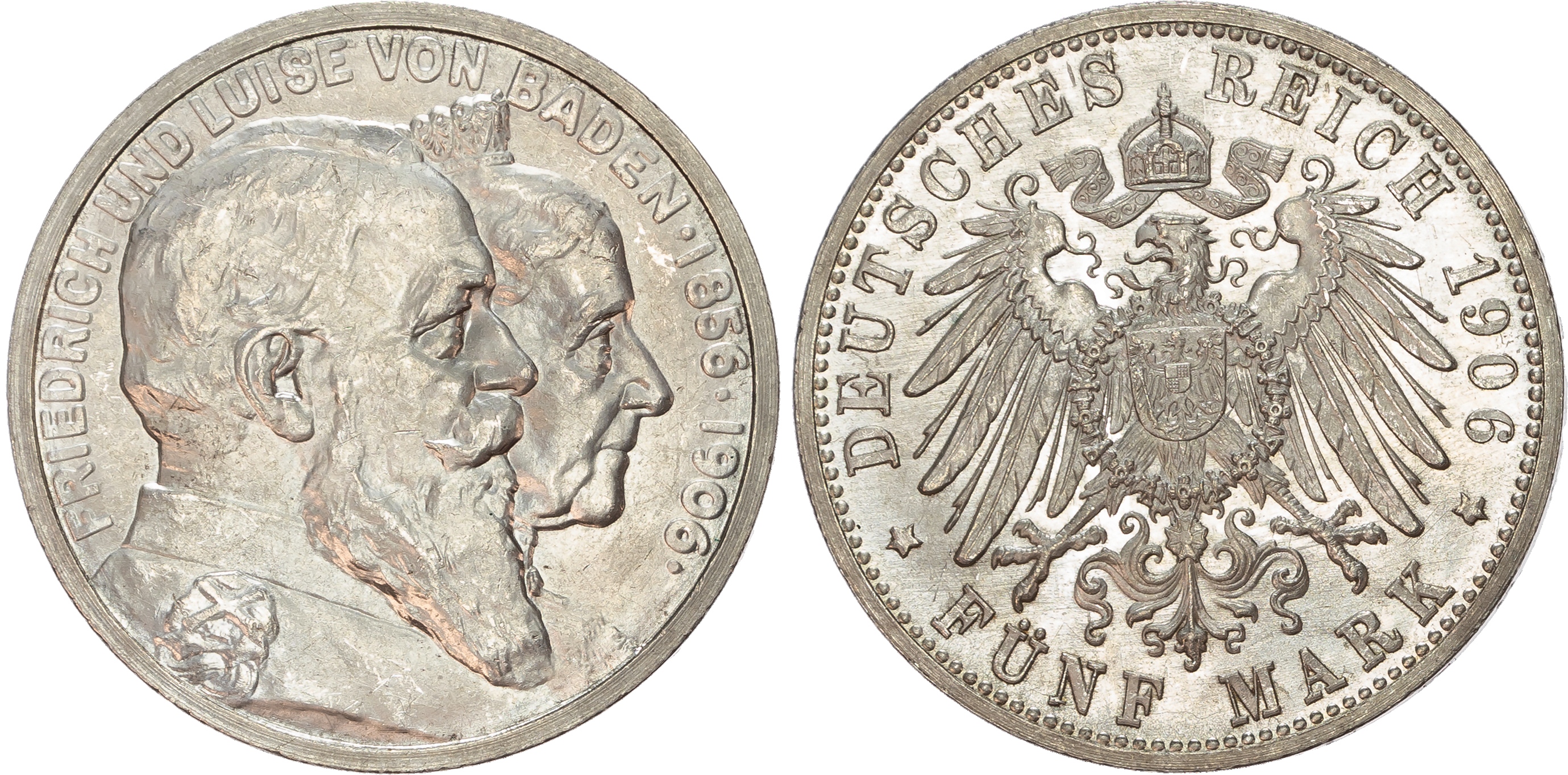 Germany, Baden, Frederick I (1858-1907), Golden Wedding Anniversary, silver 5 Marks.