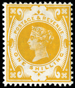 Great Britain 1899 1s Colour trial. Very fine perforated example printed on white gummed Crown watermarked paper i…