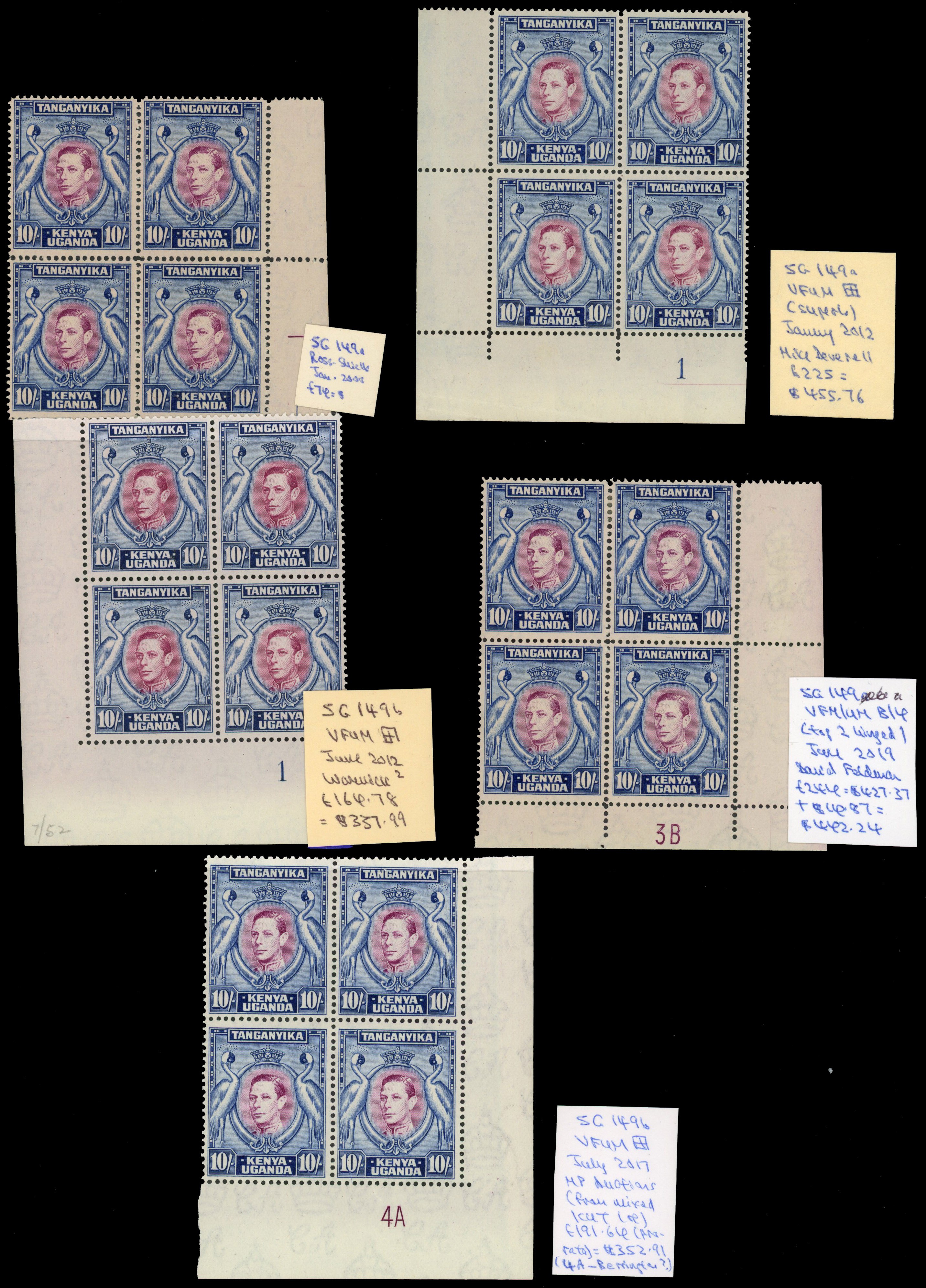 KUT SG 149a, b multiples mint