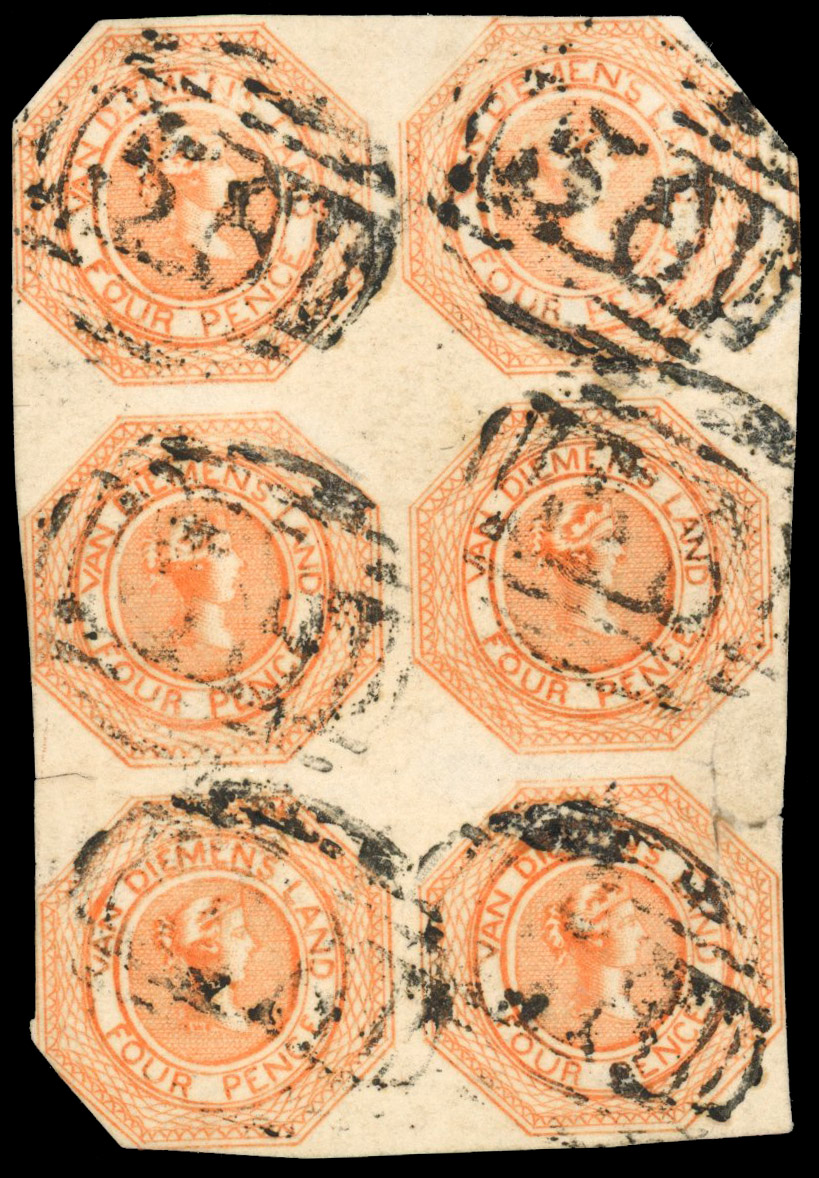 Tasmania SG 10 block of six used