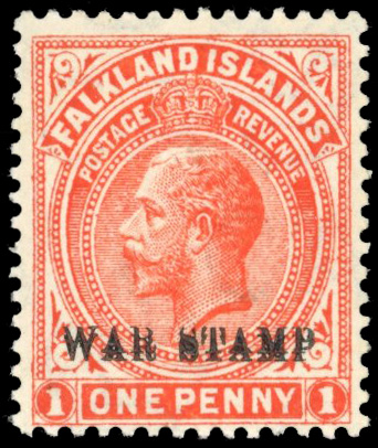 Falkland Islands SG 71ca 1919 War Stamp 1d overprint double mint