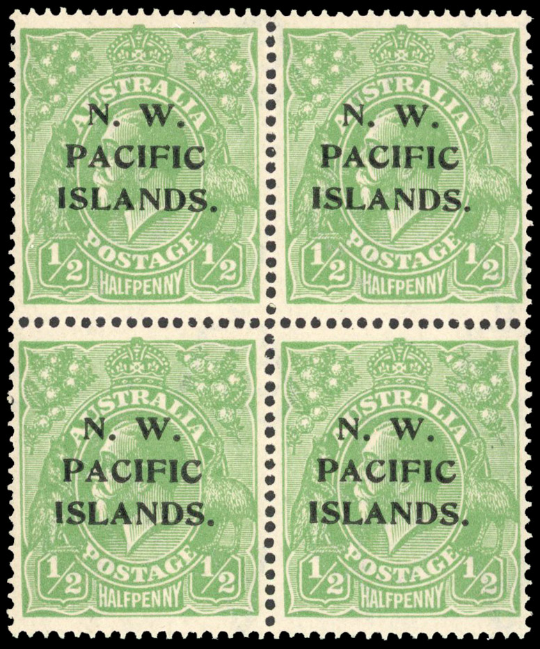 New Guinea SG 119w ½d watermark inverted block mint
