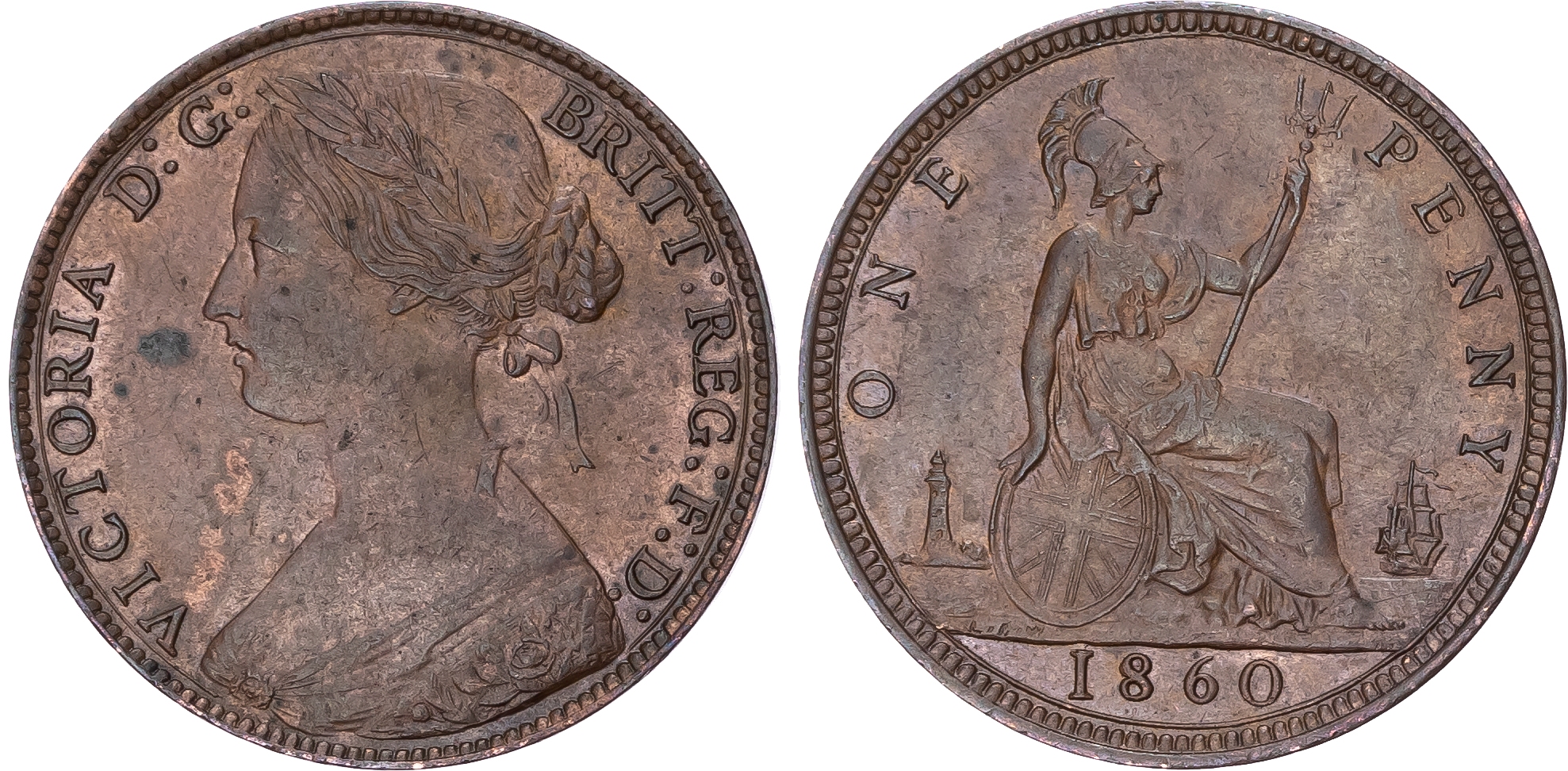 Victoria (1837-1901), Bronze Penny, 1860