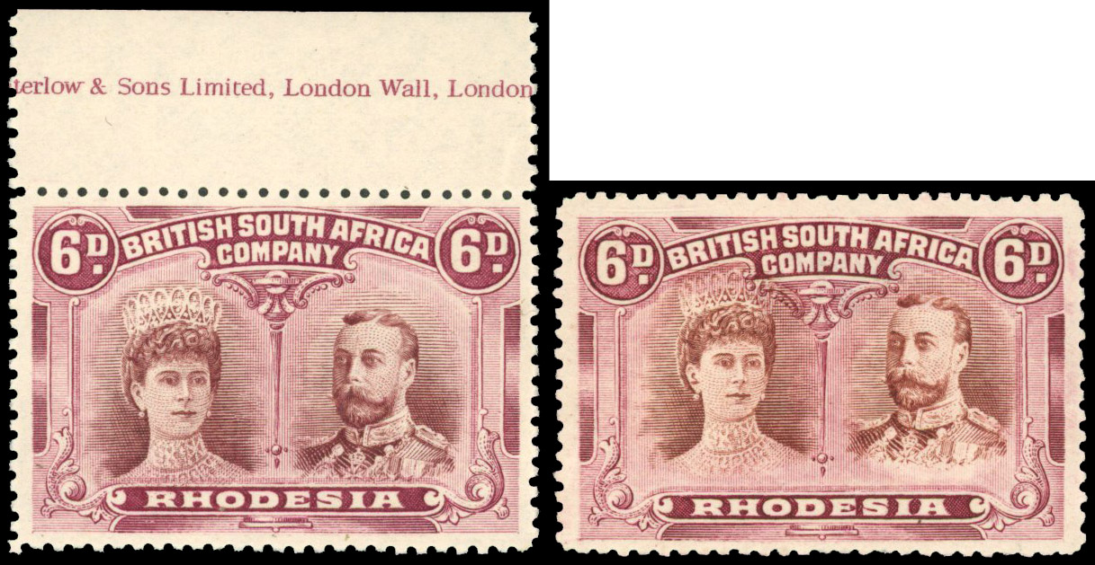 SG 144 6d purple-brown and deep claret, #s 3 and 4 mint