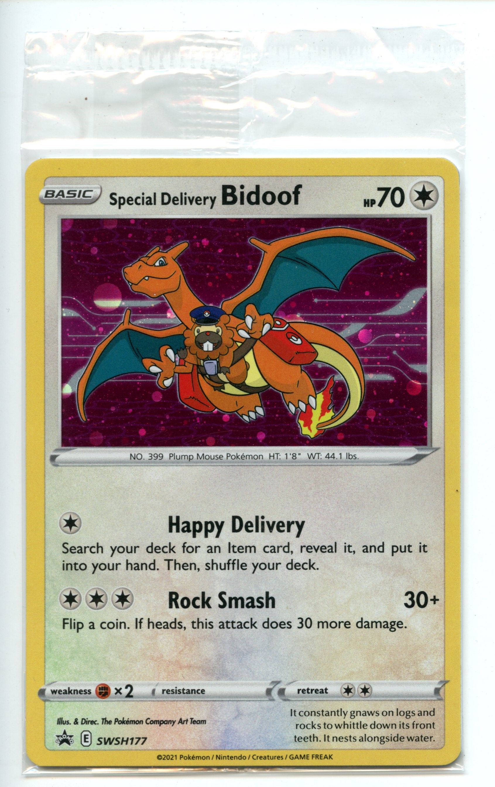 Pokemon TCG  - Special Delivery Bidoof HOLO  - SWSH Black Star Promos - Sealed Near Mint