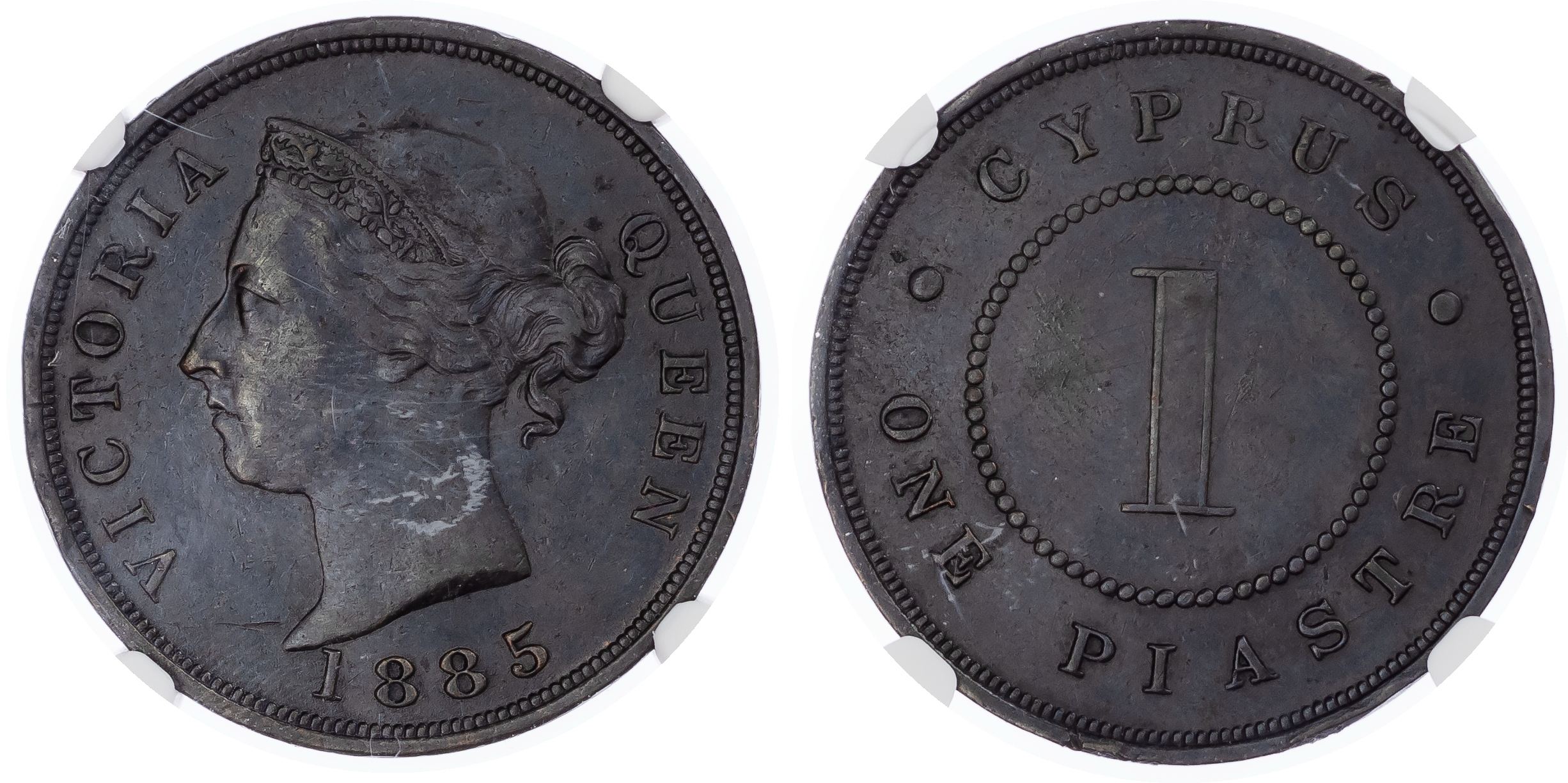 Cyprus, British Colonial. Victoria Æ Piastre. 1885. 