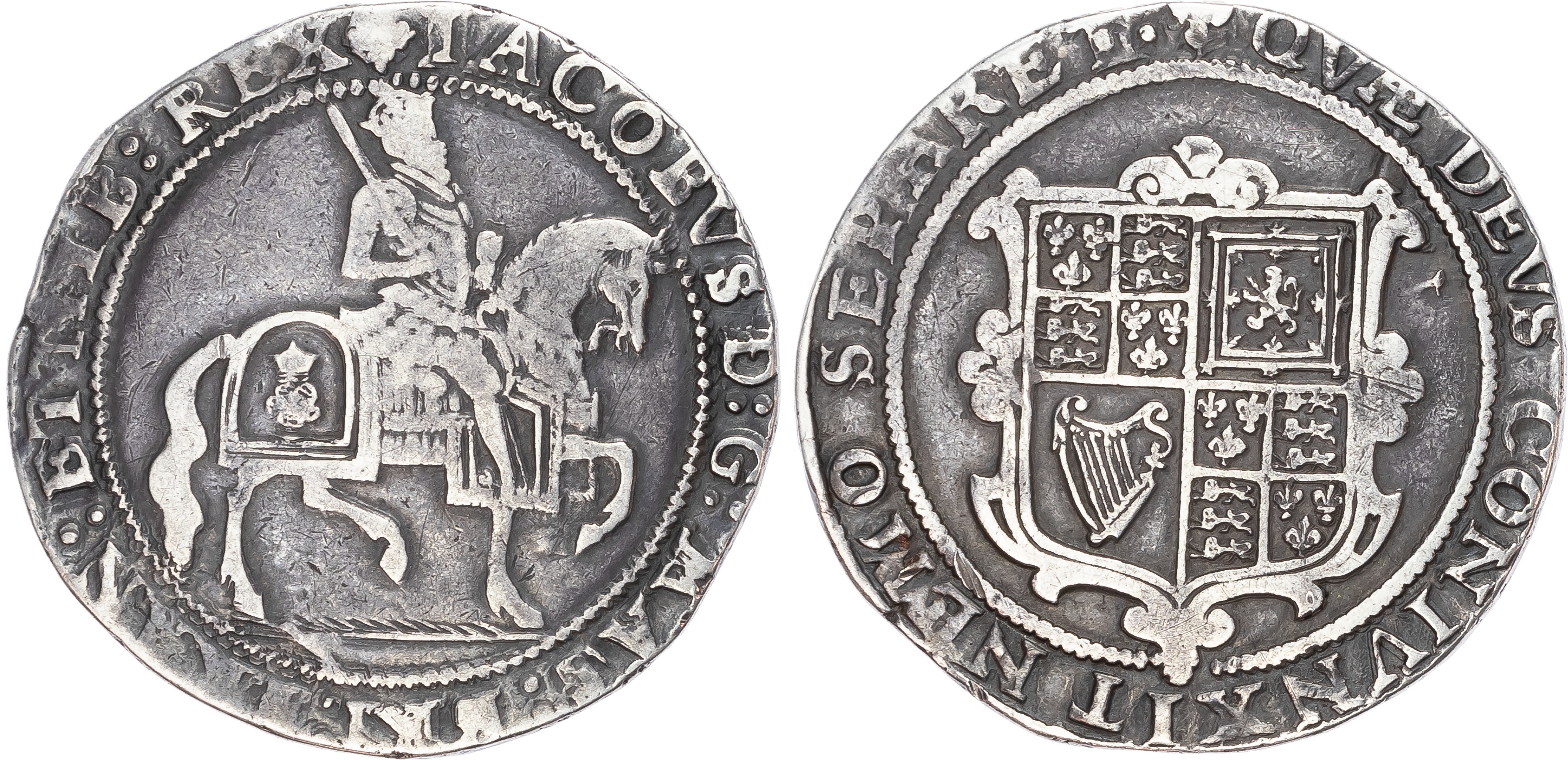James I (1603-1625) Crown, third coinage (1619-1625), mintmark trefoil (1624). 