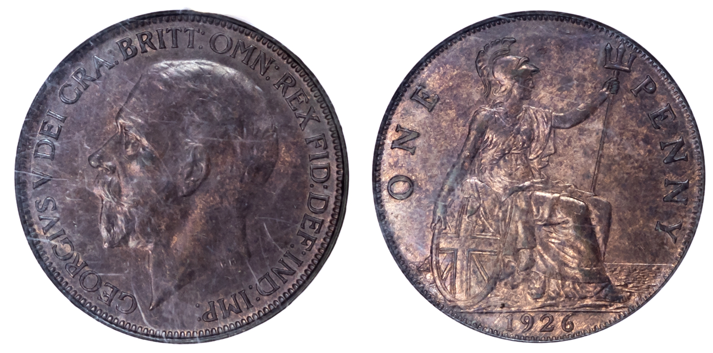 George V (1910-36), Penny, 1926 Modified Effigy, NGC MS63 BN