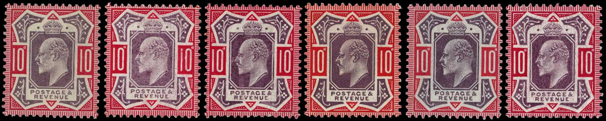 1902/10 De La Rue 10ds, unmounted o.g. SG 254,...