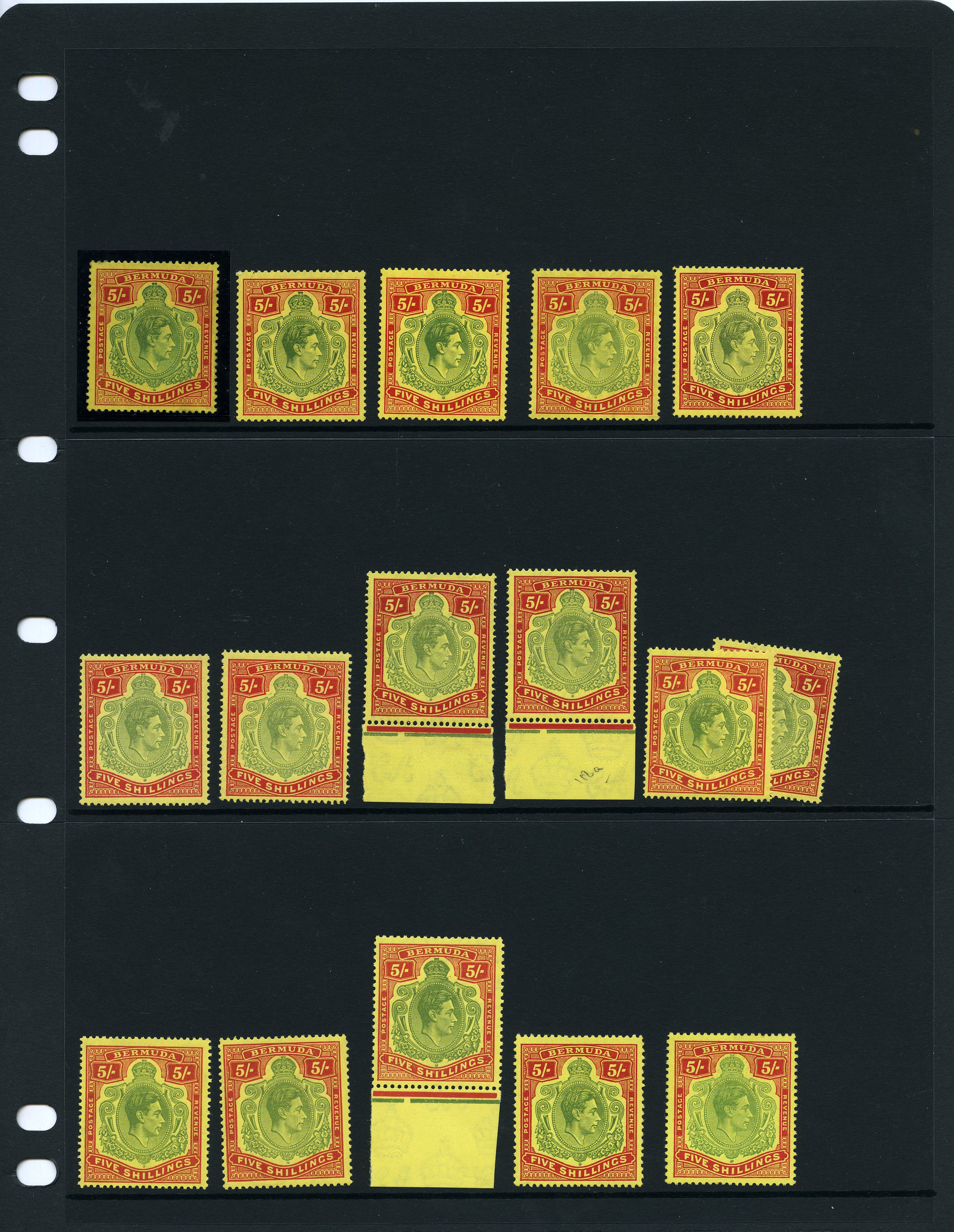 1938-52 5/- mint singles group (16) with...