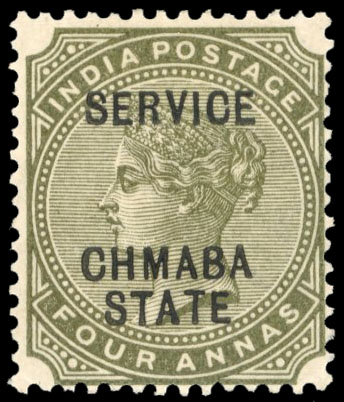 I.C.S Chamba SG O8a 4a CHMABA state error mint
