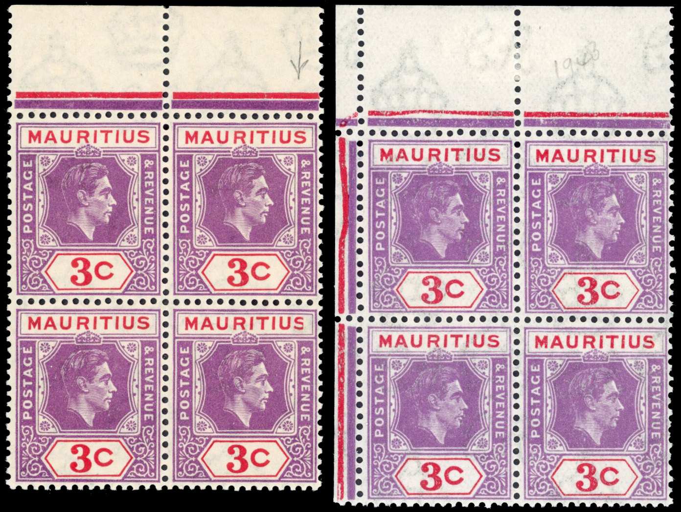 Mauritius SG 253a, da blocks mint