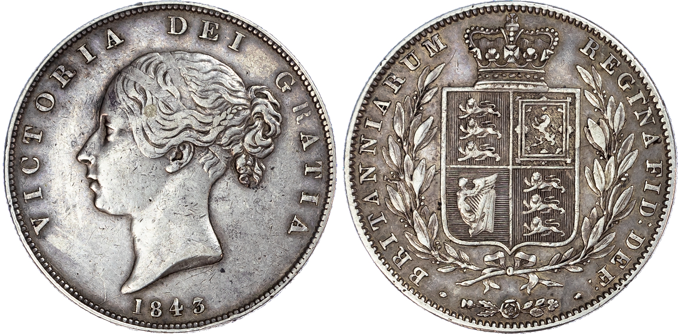 Victoria (1837-1901), Halfcrown, 1843