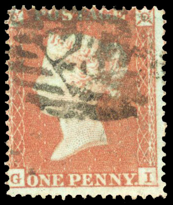 1850 1d Red brown "Archer" Pl.90. used example 