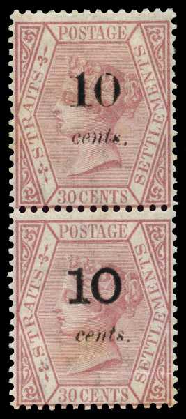 1880 (Mar) '10/cents.' on 30c claret, type...