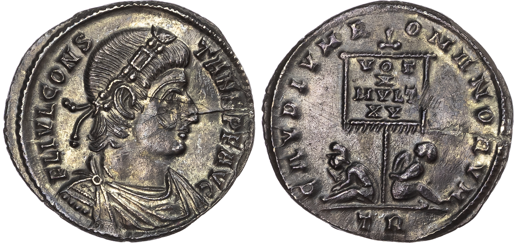 Constans (AD 337-350) AR Miliarense, Trier, AD 342-347, 4.10g.