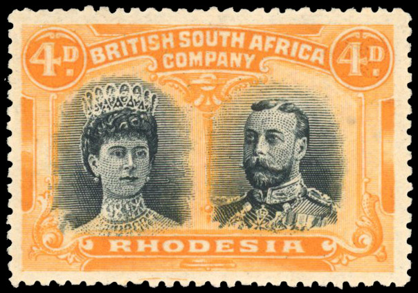 † 4d blue-black and yellow-orange RSC E, position 41 mint