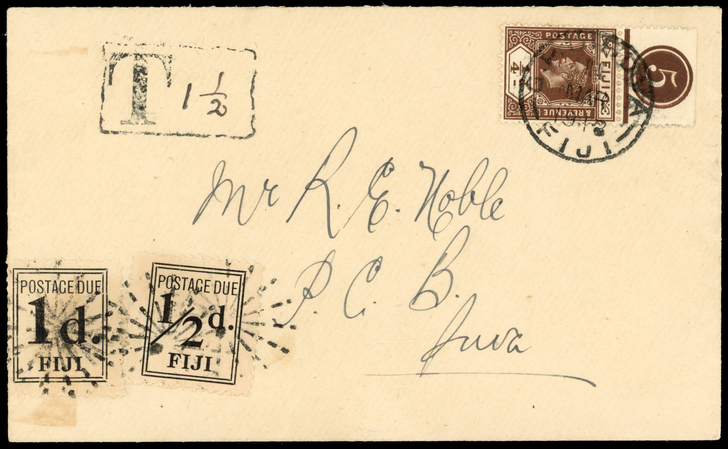 Fiji 1918 postage due cover