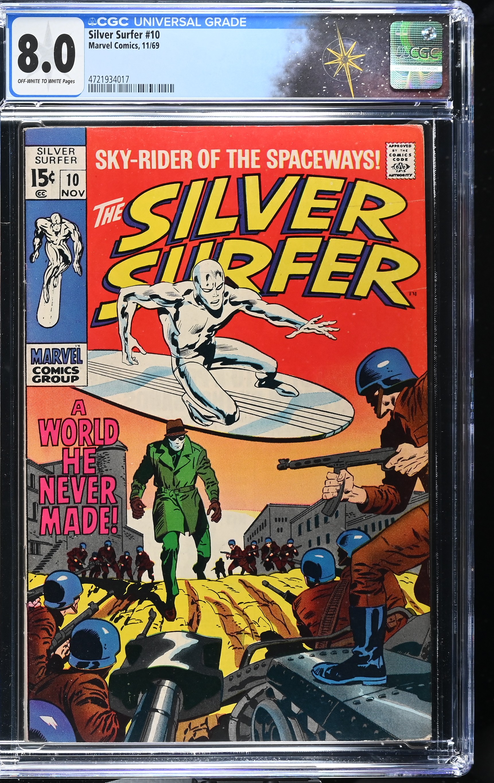 Silver Surfer #10 CGC 8.0 "A World he Never Made!" (Marvel Comics, 1969) Off-White to White Pages