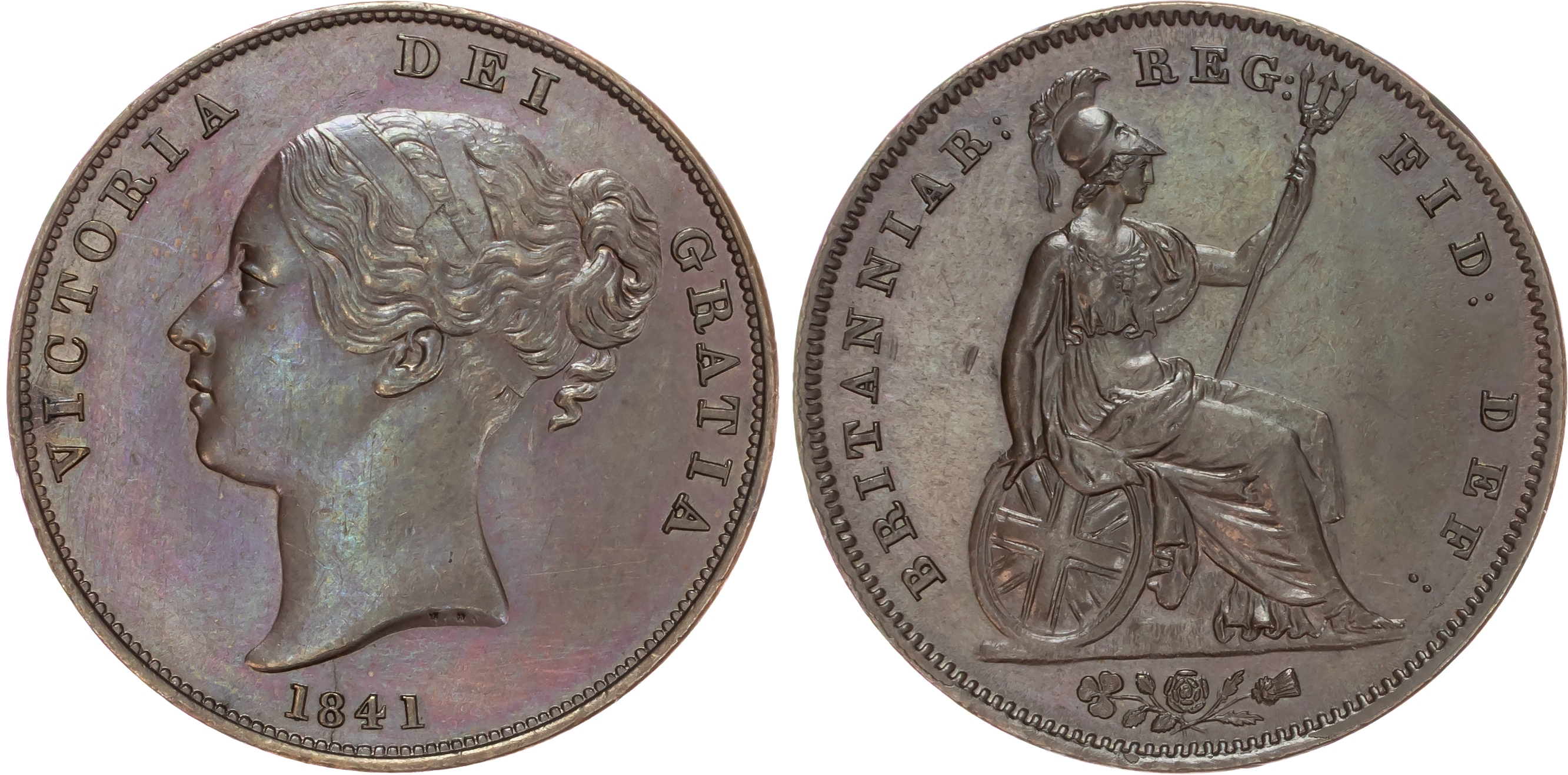 Victoria (1837-1901), Penny, 1841, with Colon.