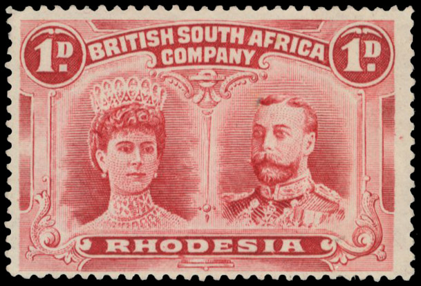 † 1d rose-carmine perf 15 SG 170b, position 71B OD flaw