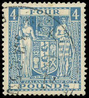 NEW ZEALAND SG F166 1931-40 £4 LIGHT BLUE USED