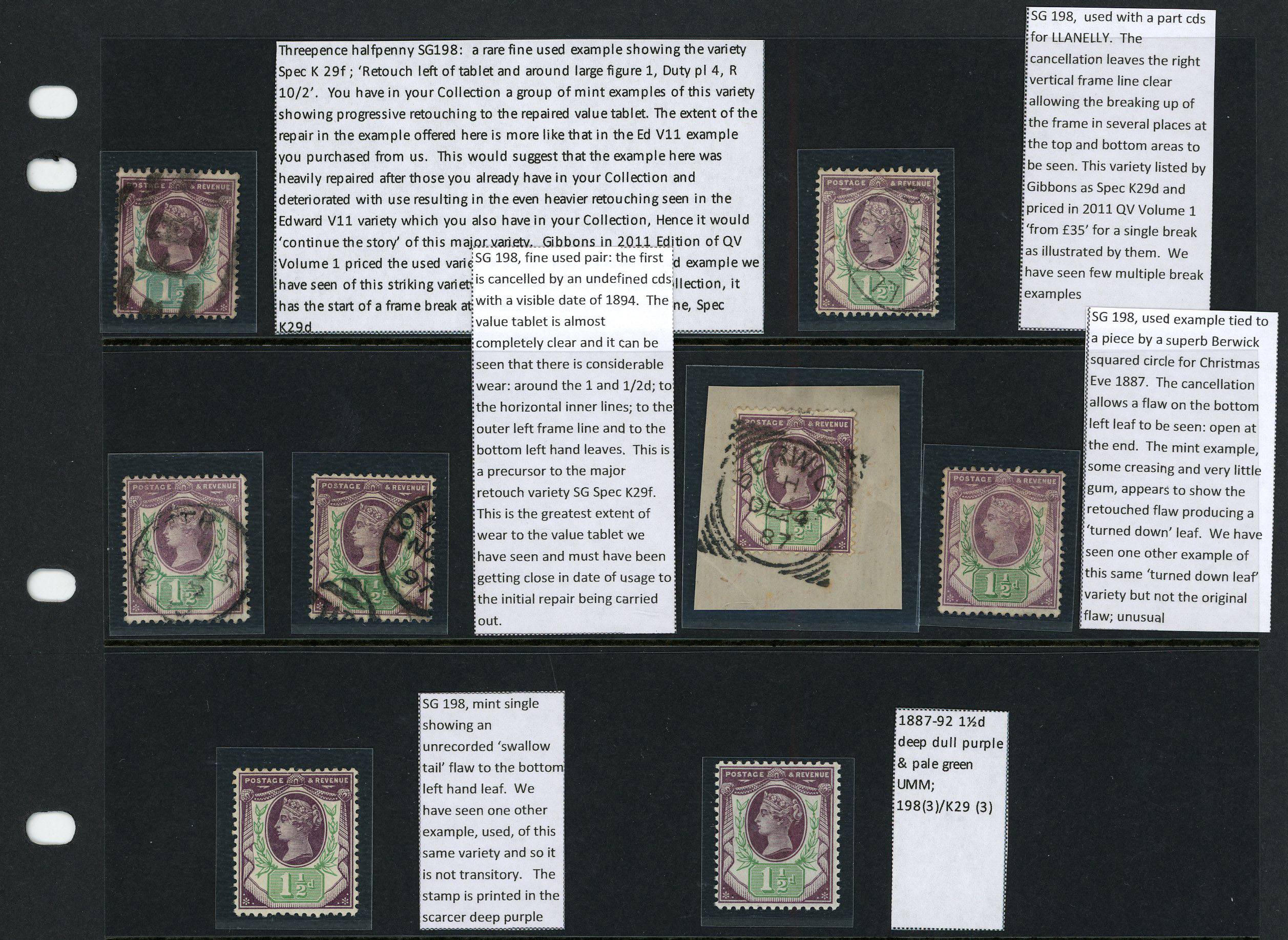 1887-92 1½d dull purple & pale green group...