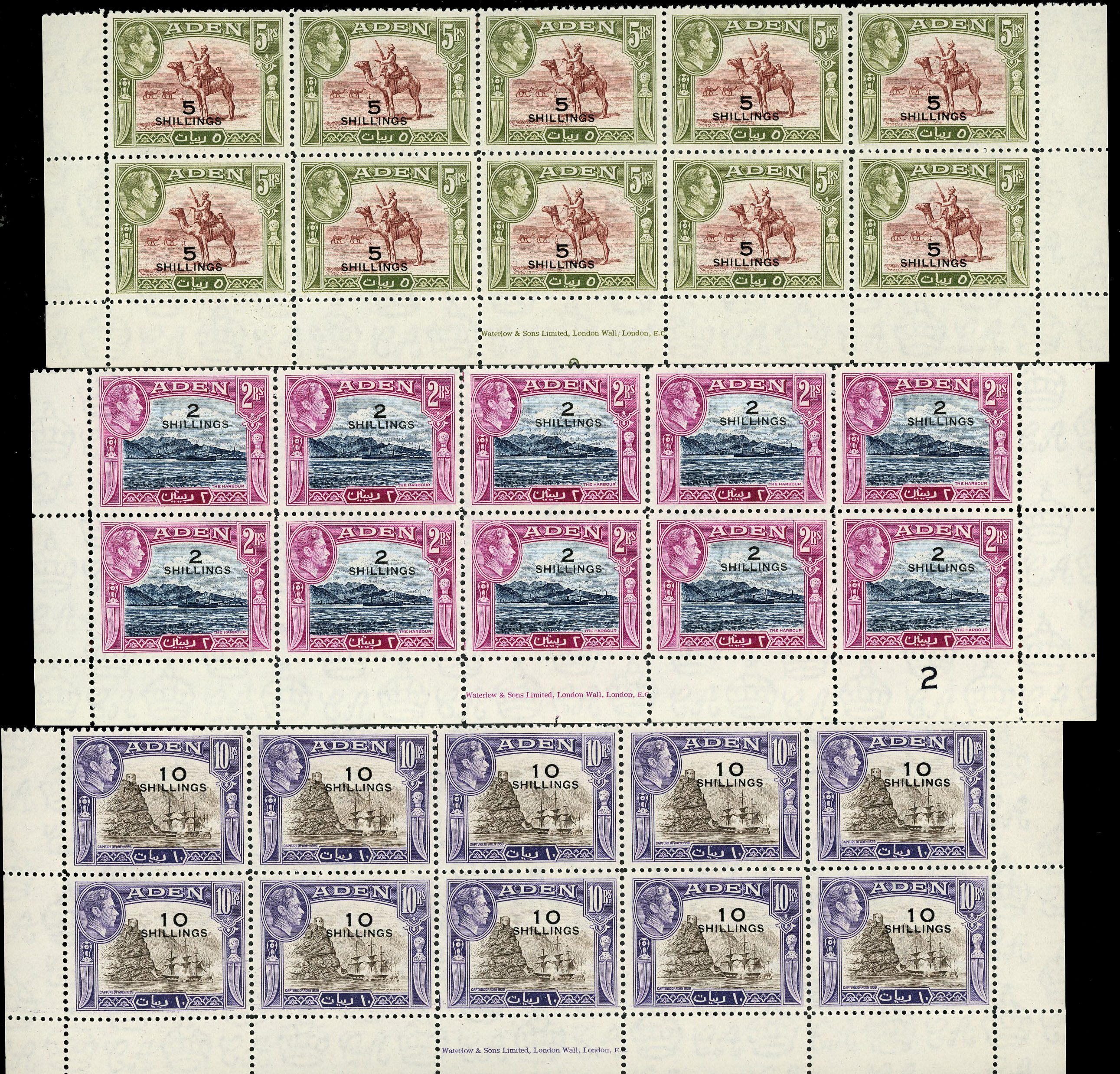 Aden SG 44-6 blocks mint