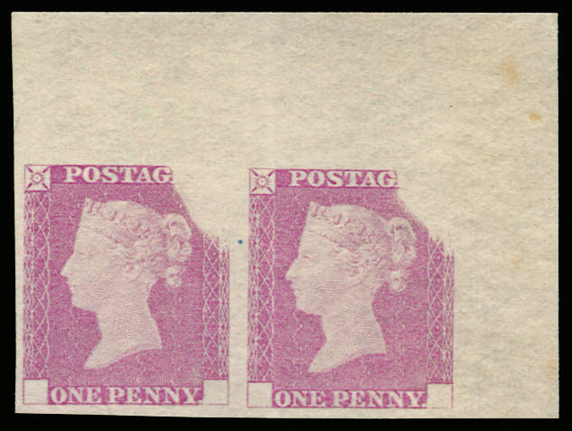 1840 1d Rainbow trial (State 2) pair in bright pink SGDP20c