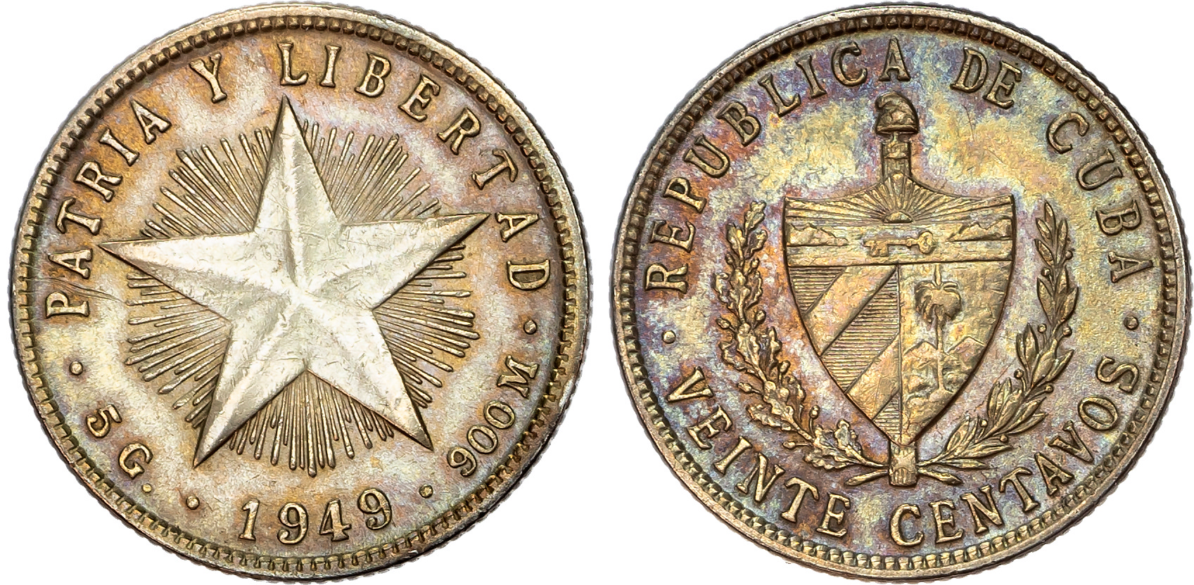 Cuba, Republic, silver Centavos (2)