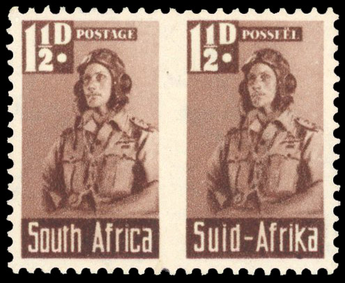 South Africa 1942-44 War Effort 1½d roulette omitted mint