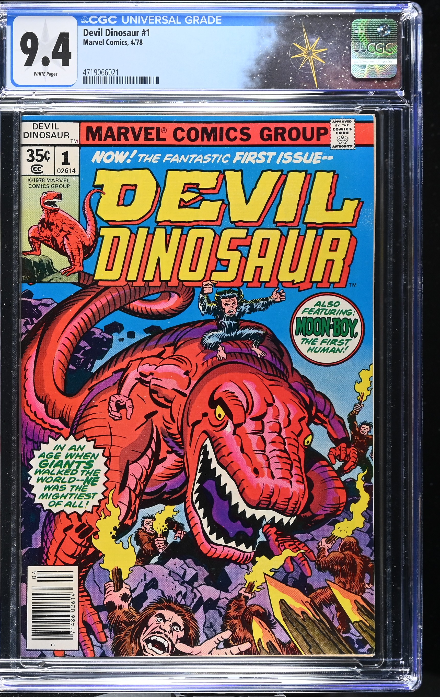 Devil Dinosaur #1 CGC 9.4 1st Appearance of Devil Dinosaur & Moon-Boy Jack Kirby Cover (Marvel Comics, 1978) White Pages