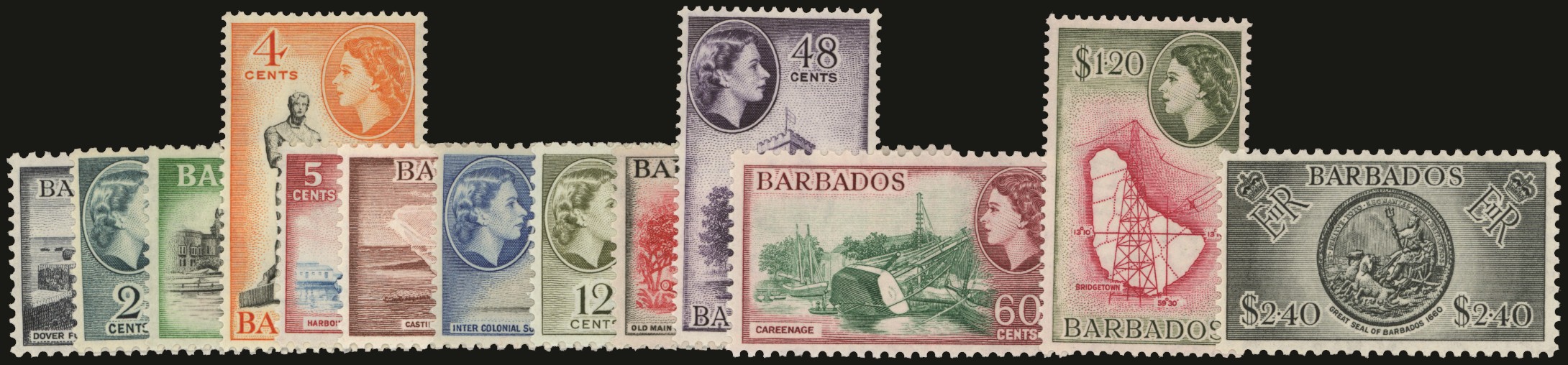 1953-61 set of 13 to $2.40, unmounted...