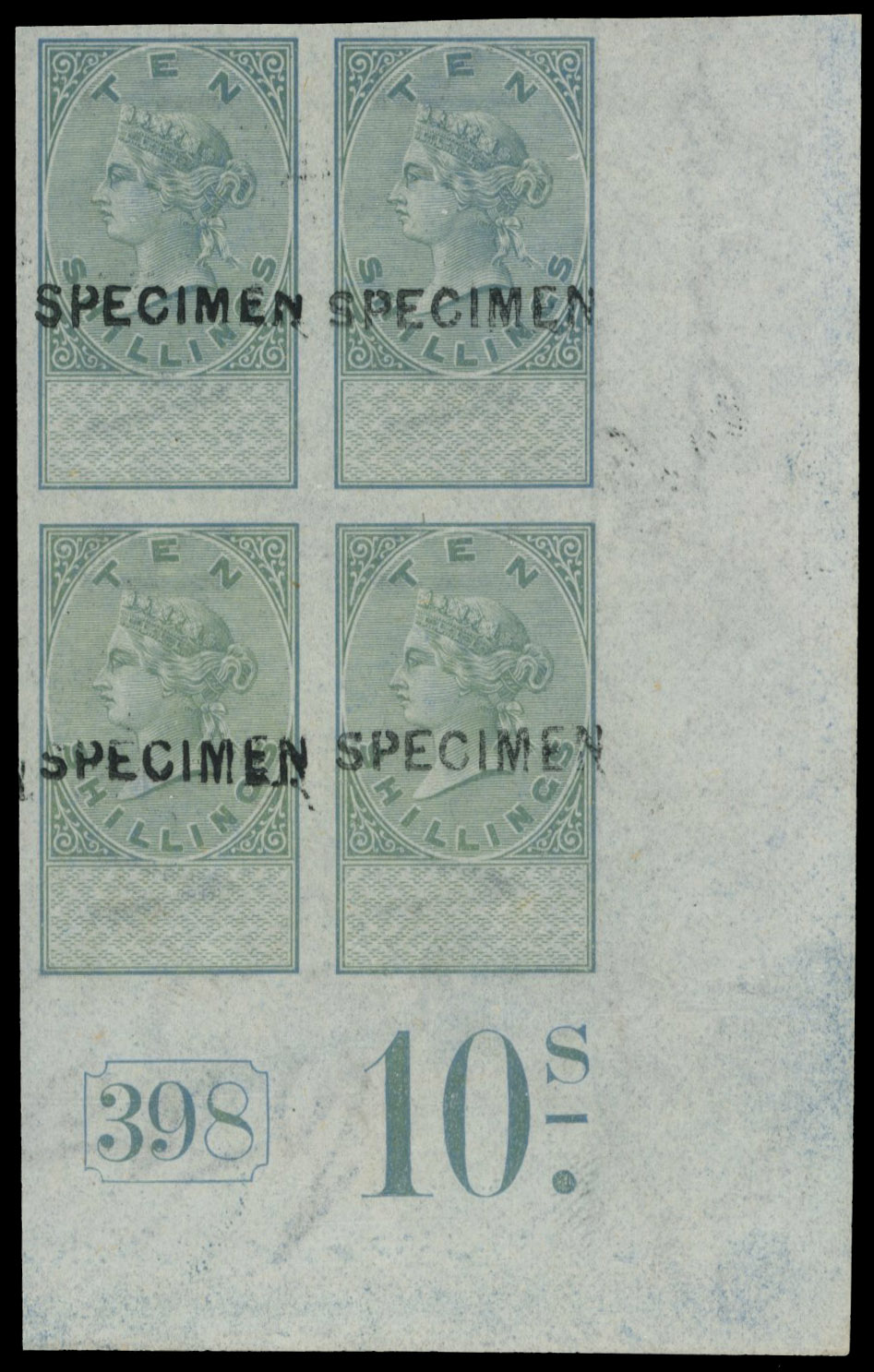 GB Unappropriated Dies 10s Specimen block