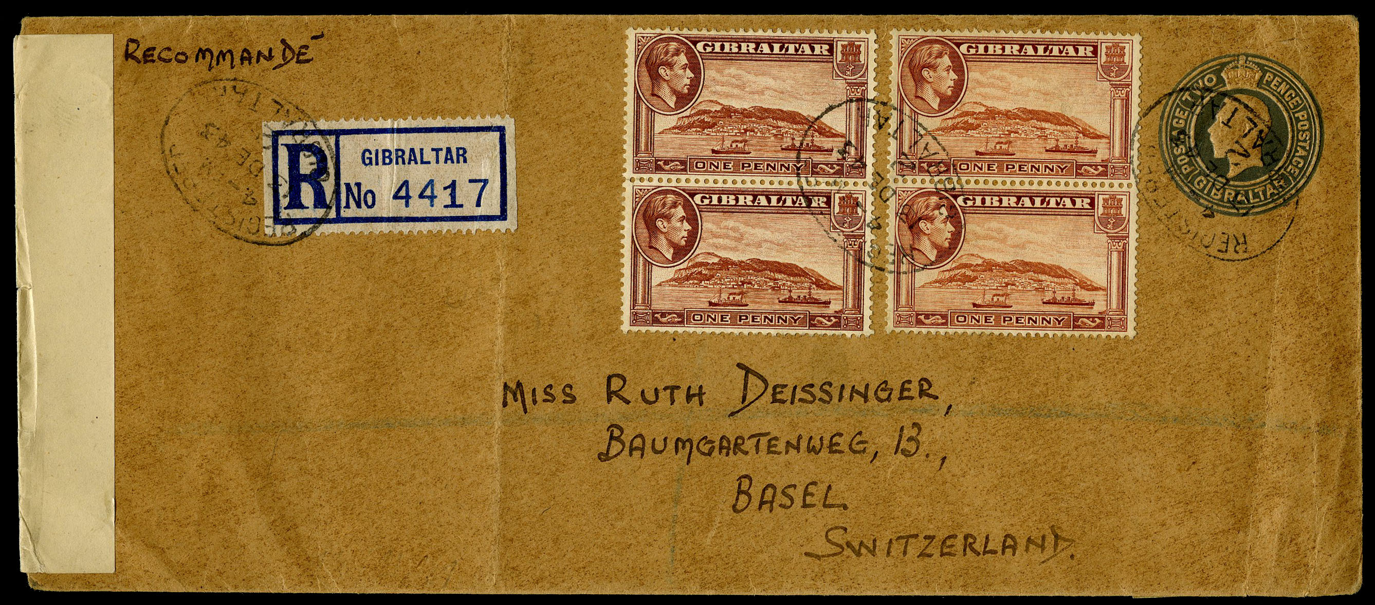 Postal Stationery. 1935 2d envelope registered...
