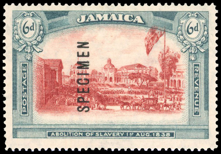 Jamaica 1921 Abolition of Slavery 6d watermark MCA overprinted Specimen