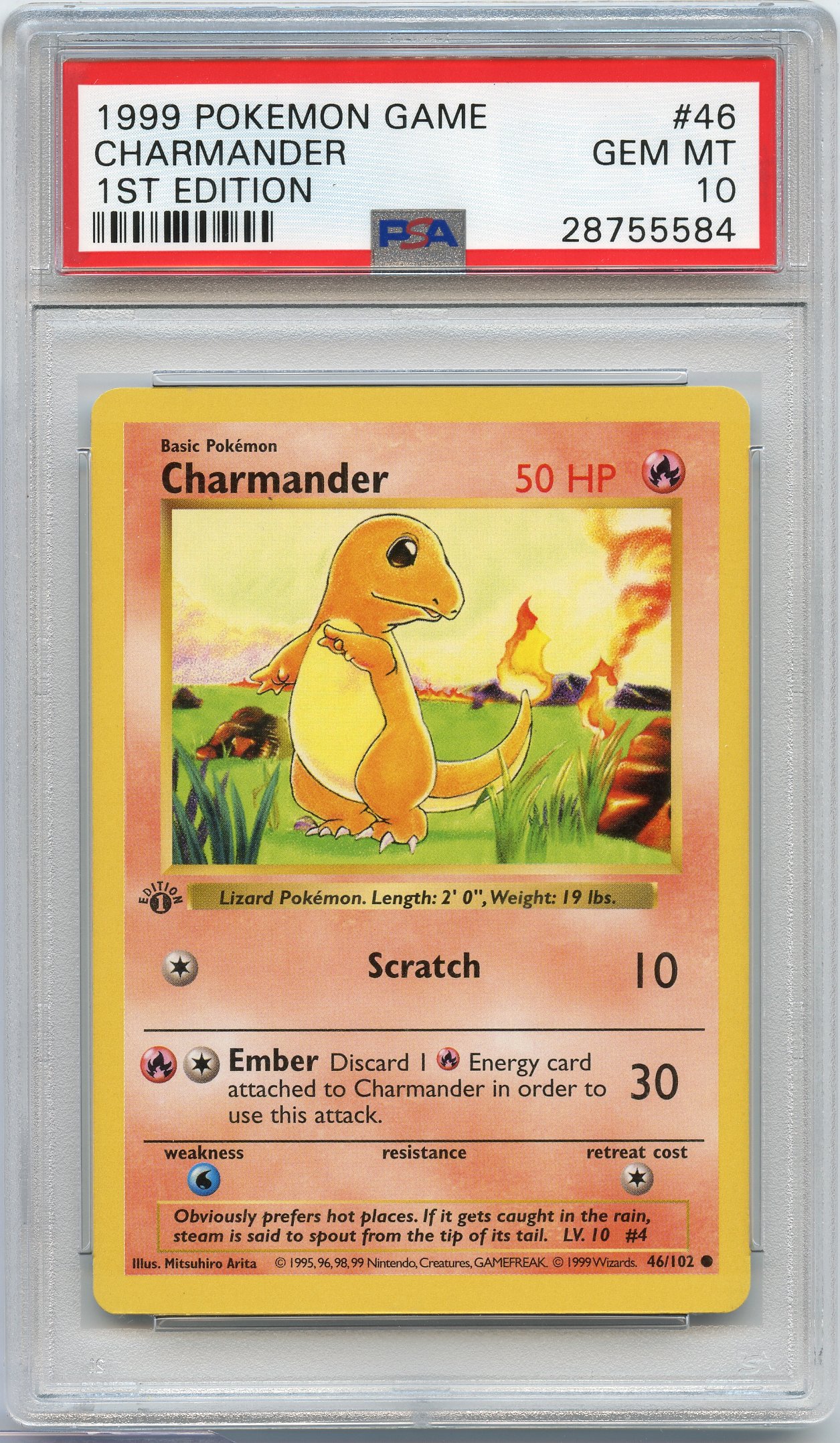 PSA 10 Charmander #46 Base Set 1st Edition Shadowless