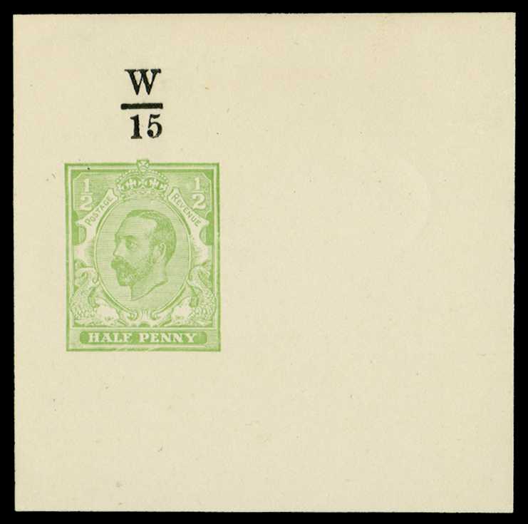 1910 ½d Hentschel colour essay. Very fine example printed in bright yellow-green on white wove paper (60 x 59mm) with a...