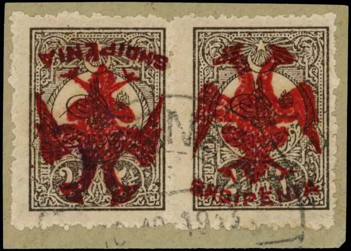 1913 2½pi brown horizontal pair double...