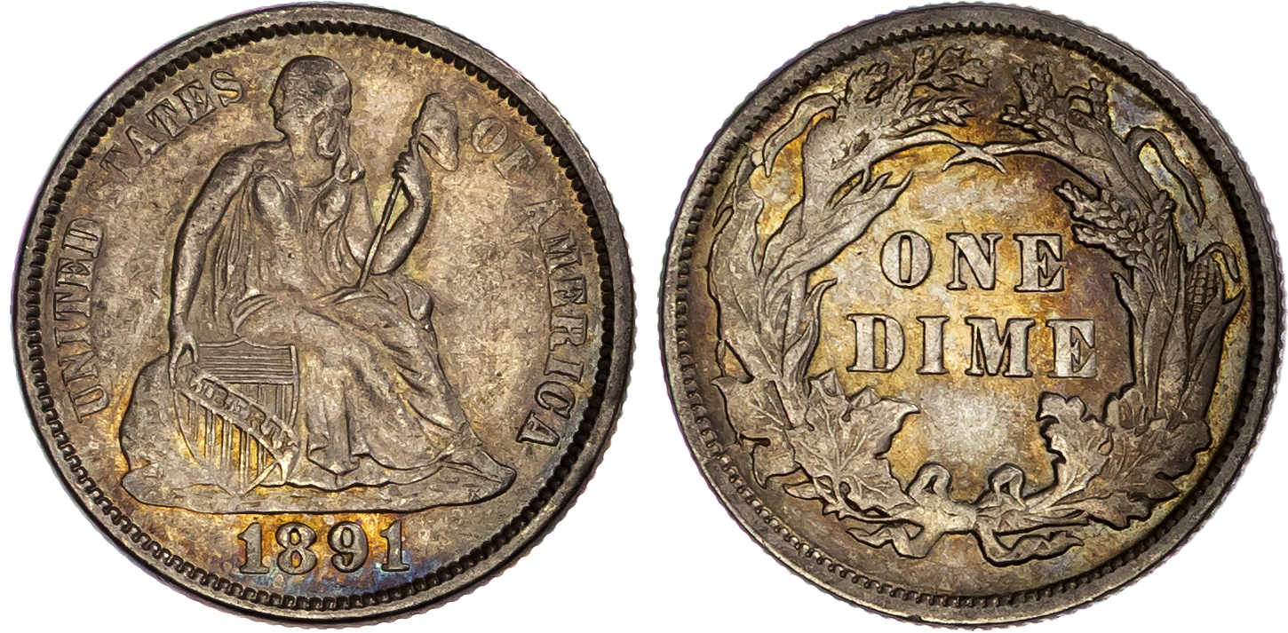 USA, Seated Liberty, silver Dimes (2)
