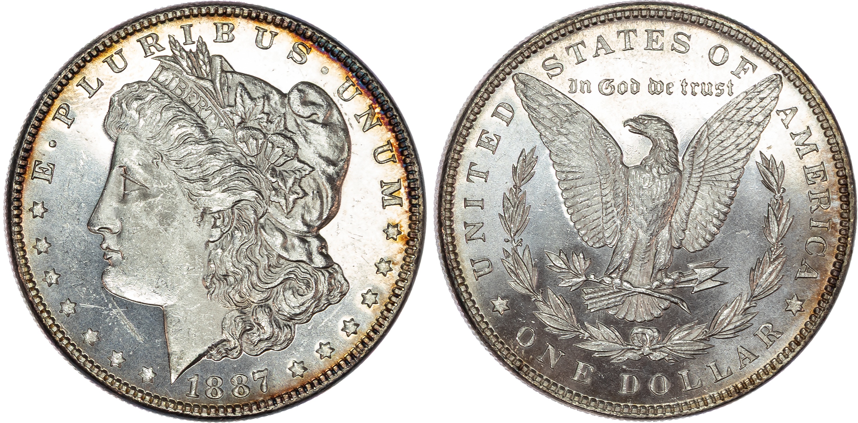 USA , silver Morgan Dollar, 1887, Philadelphia, 26.79g (KM 110). Uncirculated, prooflike.…