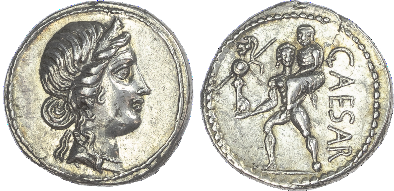 Julius Caesar (47/6 BC) AR Denarius, African mint, 3.74g.