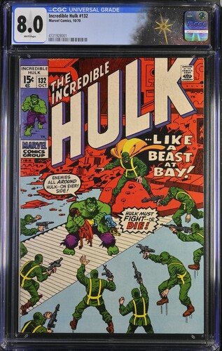 Incredible Hulk #132 CGC 8.0 Roy Thomas story, Herb Trimpe and John Severin cover and art (Marvel Comics, 1970)