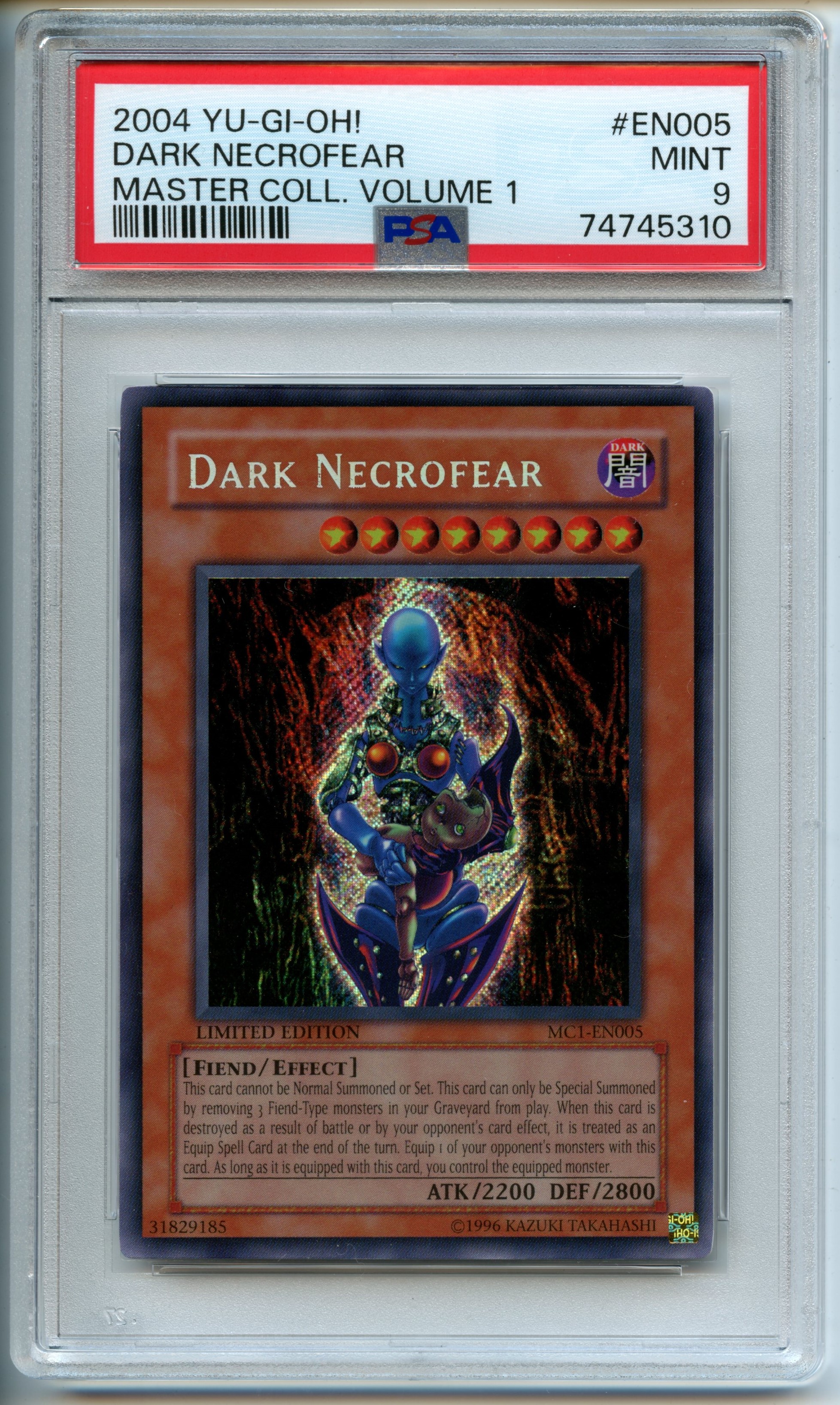 Yu-Gi-Oh! - Dark Necrofear   - Master Collection Volume 1 - PSA 9 