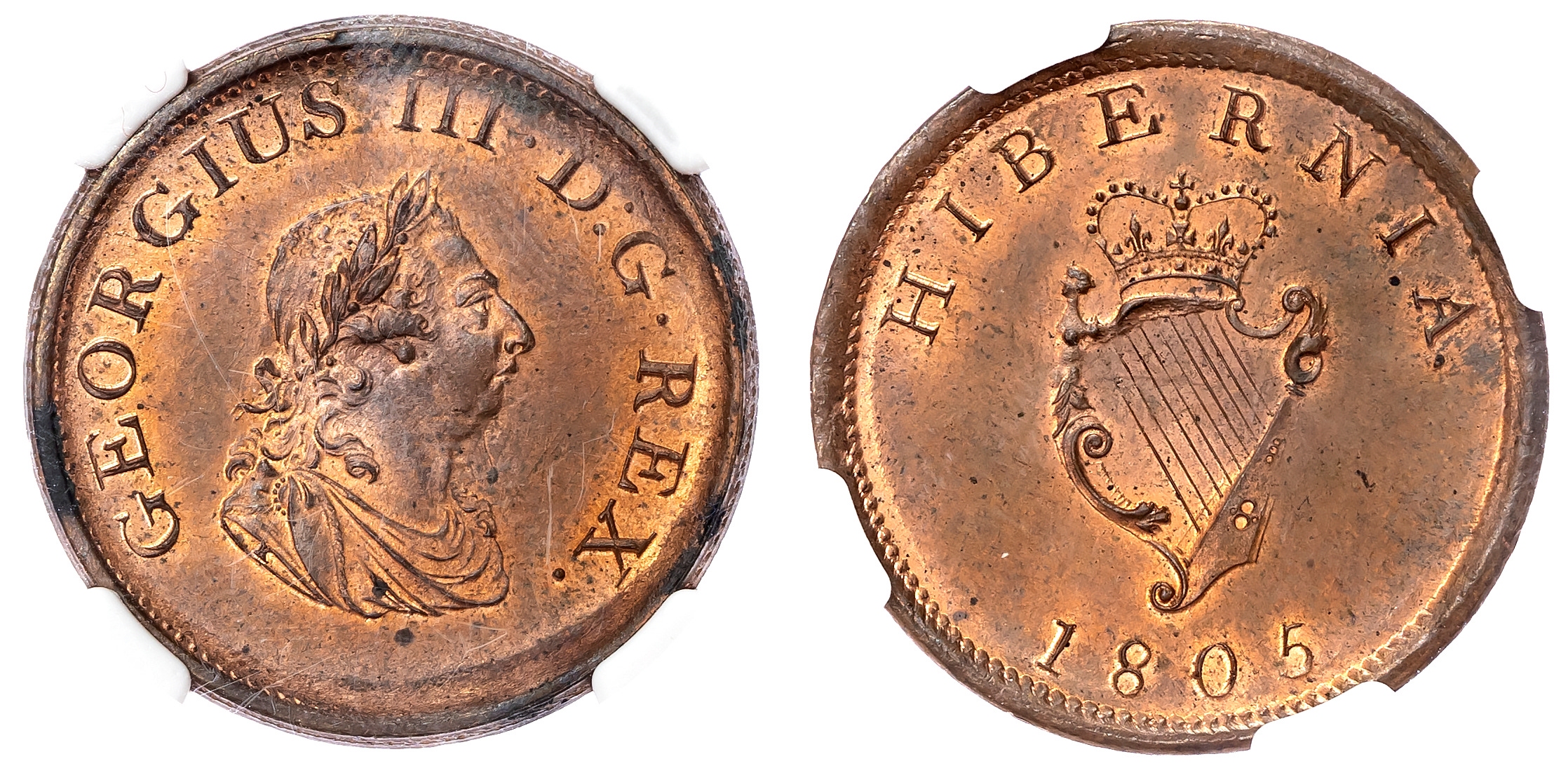 Ireland, George III (1760-1820) Halfpenny, 1805, Soho (Birmingham) coinage.