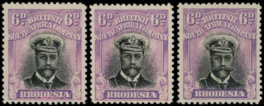 1913-7 6d Head Die II, perf 14. Three fine...