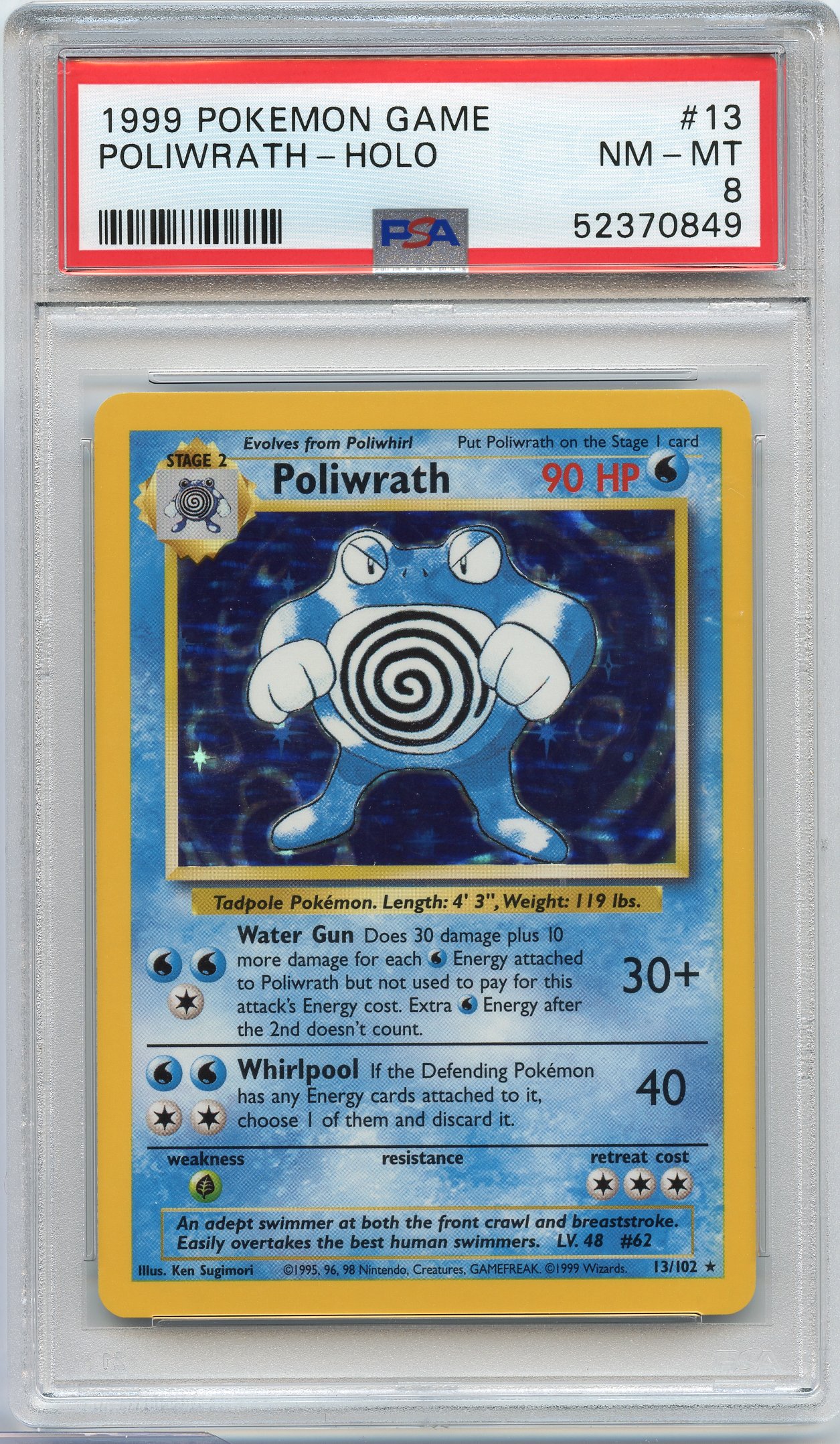 PSA 8 Poliwrath #13 Holo Base Set